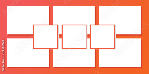 Picture collage or photo frame with layout illustration on the wall. Photo layout. Album Gallery vector illustration.