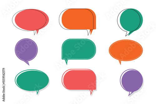 Vector Design of Speech Bubble Icon Set. using different styles on a white background