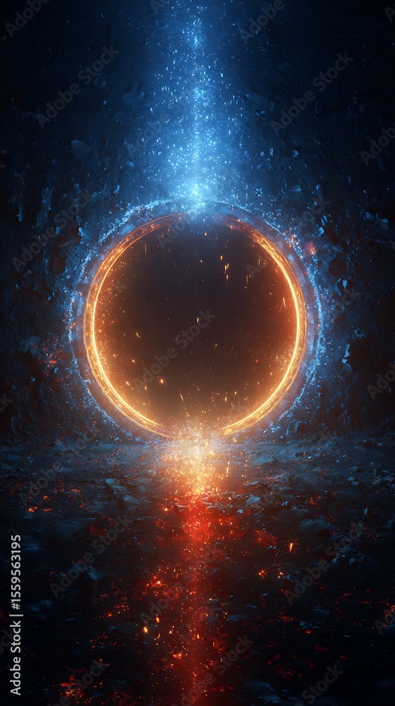 Obraz premium High quality photo of glowing Portal with Blue and Orange Energy.
