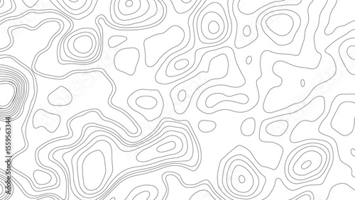 topographic wavy pattern design. 3D waves, White wave paper curved reliefs. contour map. Blank Detailed topographic patter line map background. 