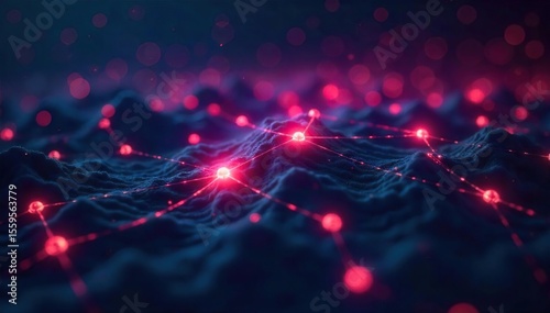 Glowing Network Nodes  A Futuristic Visualization of Seamless Data Flow and Technological Innovation