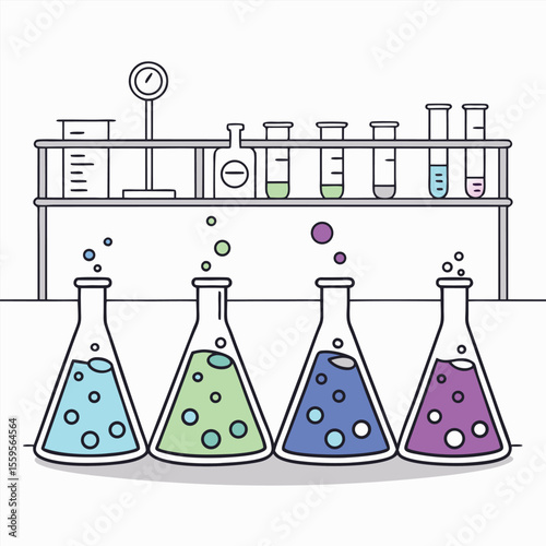 Colorful Science Flasks and Test Tubes in a Laboratory Setting