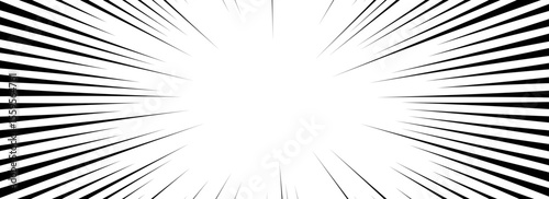 Comic speed lines background. Cartoon book explosion background. Superhero radial line pattern frame. Vector impact backdrop. Pop art flash beams or rays effect. Manga or anime sunburst wallpaper.