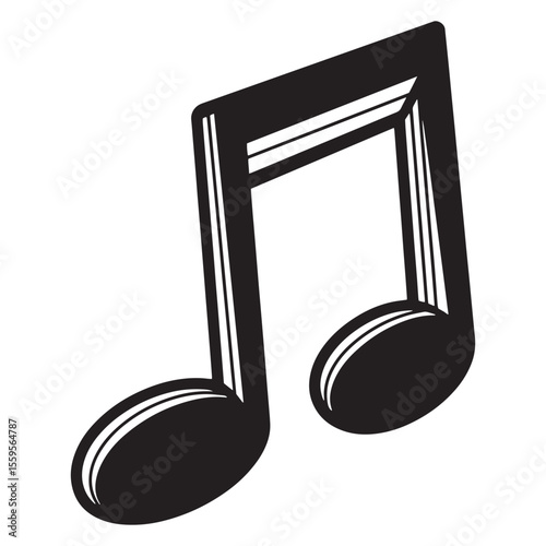 Black and white vector illustration of two eighth notes musical notation elements