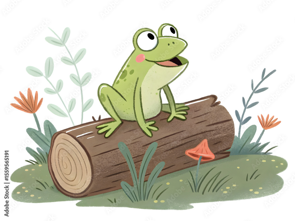 Naklejka premium frog sitting on a tree, frog 