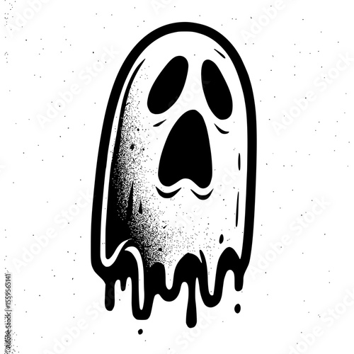 Graffiti Distressed Halloween Scream Ghost Illustration
