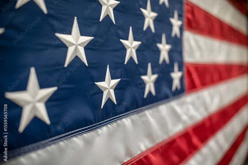 Fototapeta premium Close-Up of American Flag with Stars and Stripes — Patriotic USA Symbol Background