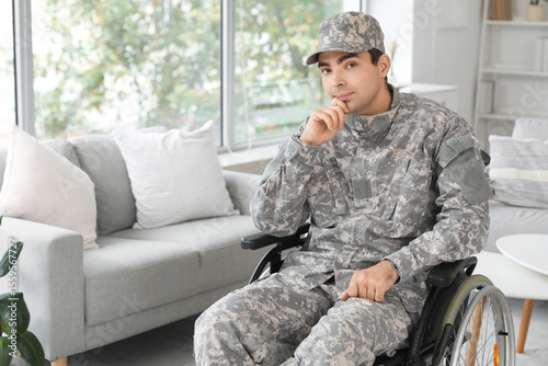 Young soldier in wheelchair...