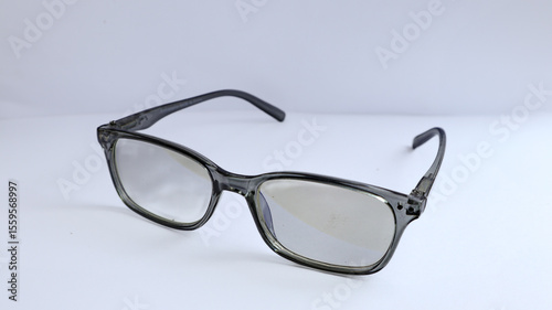 Black frame eyeglasses isolated on white background, Myopia (nearsightedness), Short sighted or presbyopia (Farsightedness) eyeglasses 