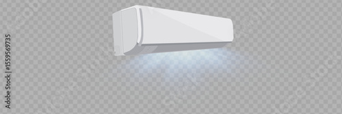 Air conditioner vector background ad. system air conditioner. Cool and cold climate control system. Realistic conditioning with remote controller.