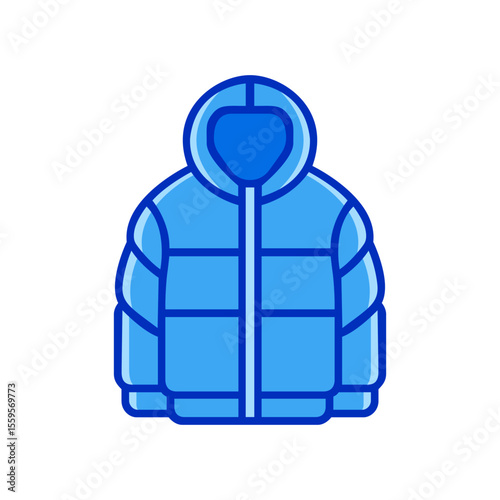 Vector illustration of a blue down jacket