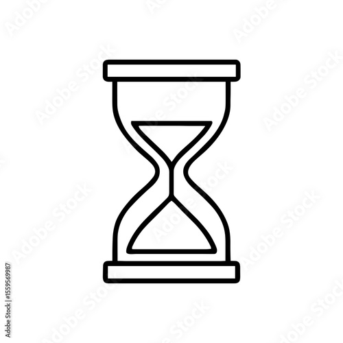 Hourglass icon with sand inside, representing time passing – outline