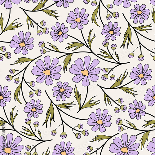 cute hand drawn seamless flower pattern