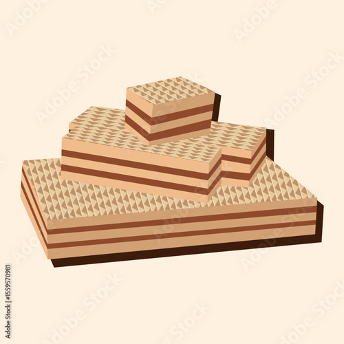 Layered Chocolate Wafer Stairs Illustration Honoring National Chocolate Wafer Day
