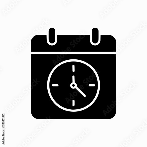 Calendar icon with integrated clock representing scheduled time – filled
