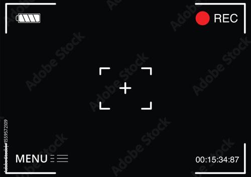 Video camera viewfinder frame. Camera recording screen template for overlay.Video recording screen. Photo camera viewfinders. Modern focusing screen. Vector illustration