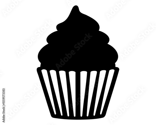 cupcake silhouette icon vector, chocolate cupcake silhouette