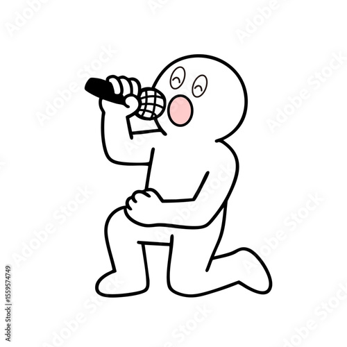 片膝を立てて熱くを歌う棒人間