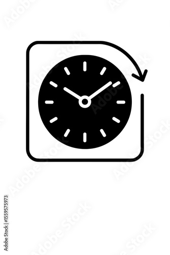Clock with circular arrow representing a time tracking tool – filled