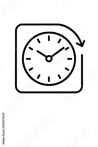 Clock with circular arrow representing a time tracking tool – outline