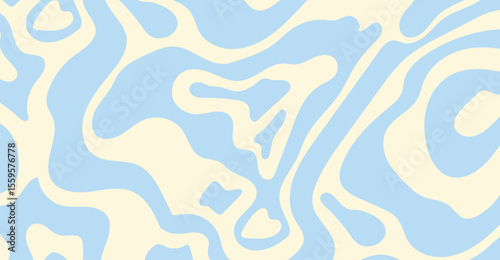 Abstract pattern design with pastel blue and cream, creating a soothing visual texture using organic shapes and fluid lines ideal for modern backgrounds and creative projects