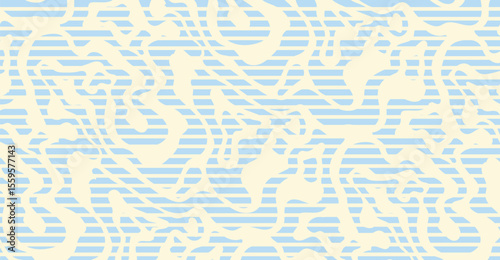 A pastel blue and light yellow abstract pattern showcases horizontal lines and swirling organic shapes, creating a playful yet calming visual ideal for a modern and stylish design element
