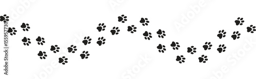 Paw animal footprint of dog or cat seamless pattern