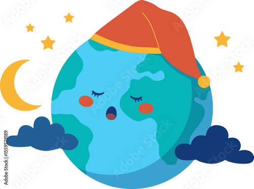 Earth Hour Earth Sleeping Concept

