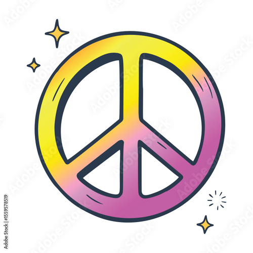 Colorful hand draw peace symbol vector, hippie, anti-war, and freedom-themed designs
