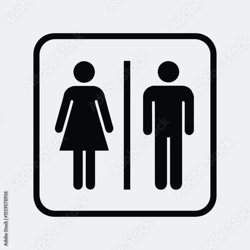 Modern black and white icon symbolizing public restrooms for men and women vector