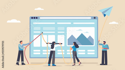 Team Building a Website with Paper Airplane Launching for Marketing Success