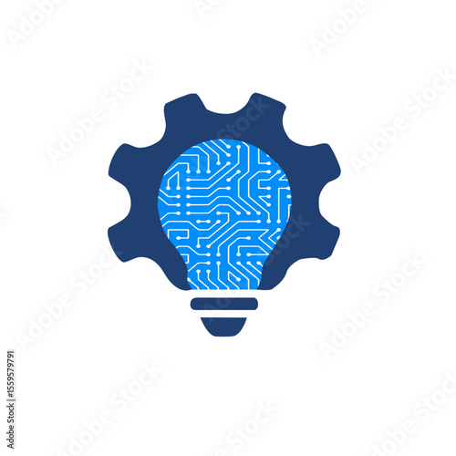Gear Light Bulb Circuit Symbol – Innovation and Technology Concept Vector