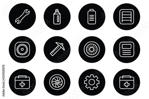 Car service and garage icons wrench bottle
