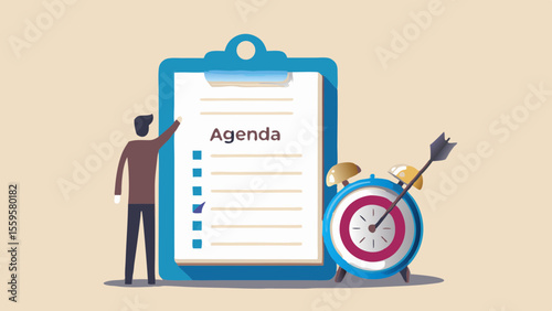 Agenda planning with a deadline concept and time management illustration