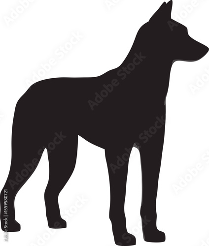 Standing Dog Silhouette Vector | Black Pet Animal Graphic Clipart Design