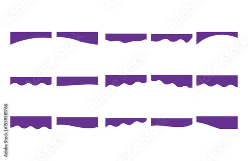 Collection of wavy decorative border for web design element vector.