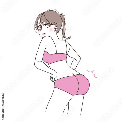 大きいお尻を気にする女性のイラスト