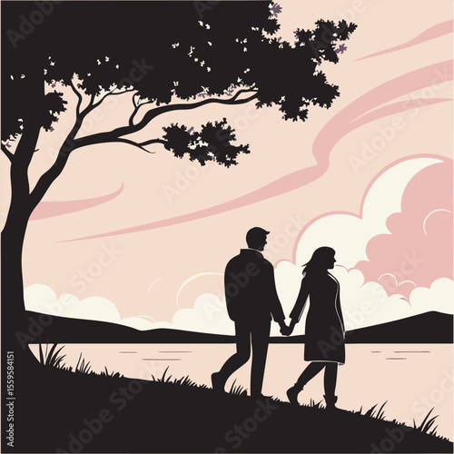 Couple silhouette vector logo design free online download.
