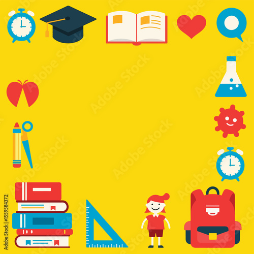 Digital Art Frame Illustrating Educational Tools And Concepts For Learning And Development