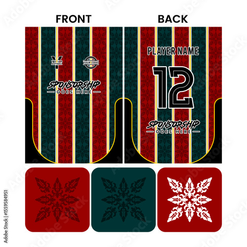 FULL PRINT DESIGN JERSEY RED AND GREEN
