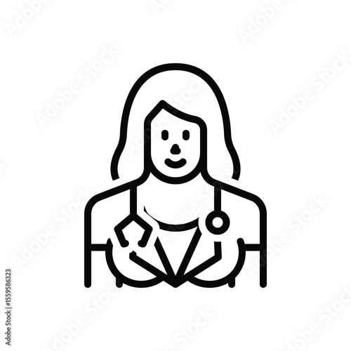 Black line icon for doctor