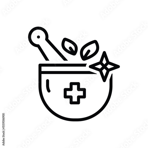 Black line icon for ayurveda