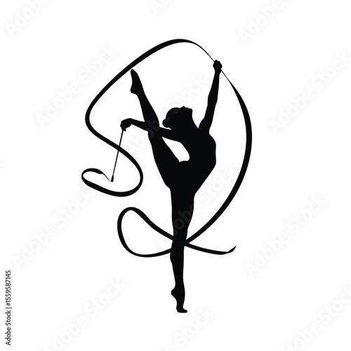 Silhouette of a ballet dancer vector illustration: black woman dancing figure art