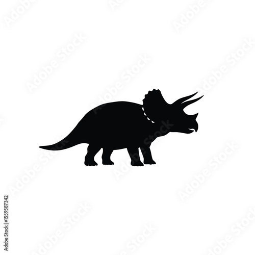 Triceratops Horned Dinosaur Silhouette Vector