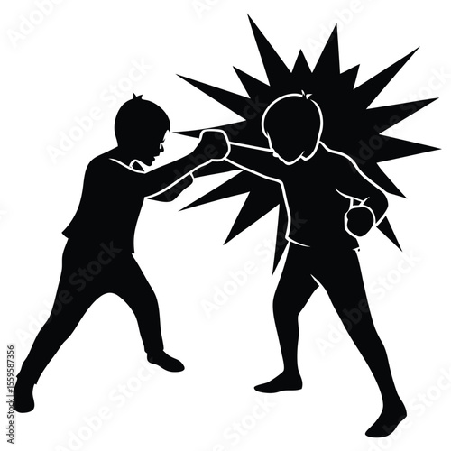 A bold silhouette of a brother delivering a playful punch, capturing sibling energy, movement, and the lively bond of family fun in a striking, dynamic pose.
