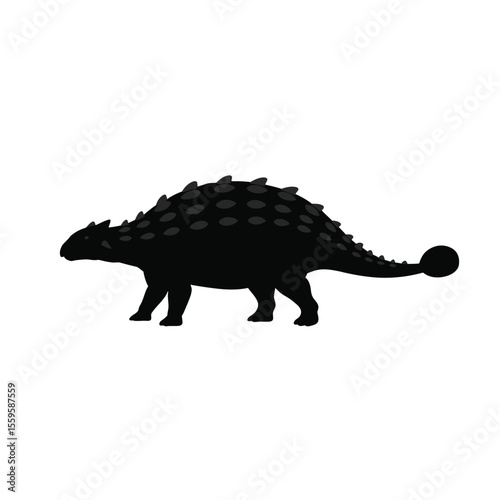Ankylosaurus Armored Dinosaur Silhouette Vector – Prehistoric Warrior, Jurassic Tank, Spiked Dino Art