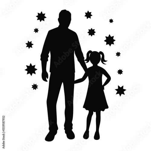 A joyful father and daughter share a warm embrace, radiating love and happiness, capturing the special bond and pure joy of family togetherness in a simple, heartwarming moment.
