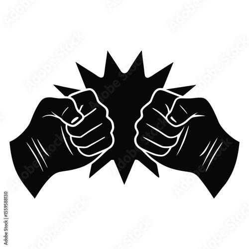 Line art of two fists meeting in a classic bro fist bump silhouette—symbolizing friendship, unity, and respect in a bold, minimalist style.
