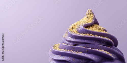 Purple ice cream with golden sprinkles, dessert, sweet, treat, food, delicious