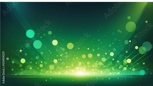 Green abstract background with drops and fresh water bubbles pattern